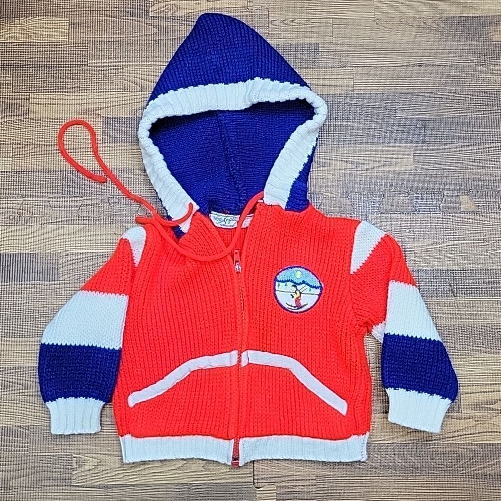 Vintage Little Angel Original Knit Hooded Sweatshirt Size 12 months